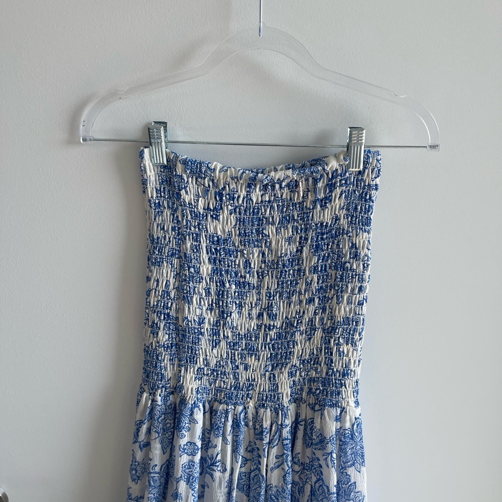 MISA Blue and White Strapless Dress or Skirt Floral - Picture 5 of 8